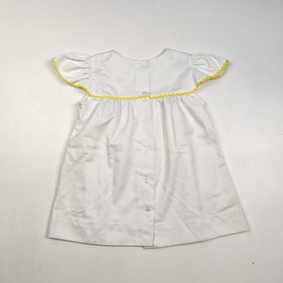 Vintage Dress Girls Sz 5 White Daisy Flutter Sleeve Boho 70s Sundress Pinafore - Picture 3 of 4